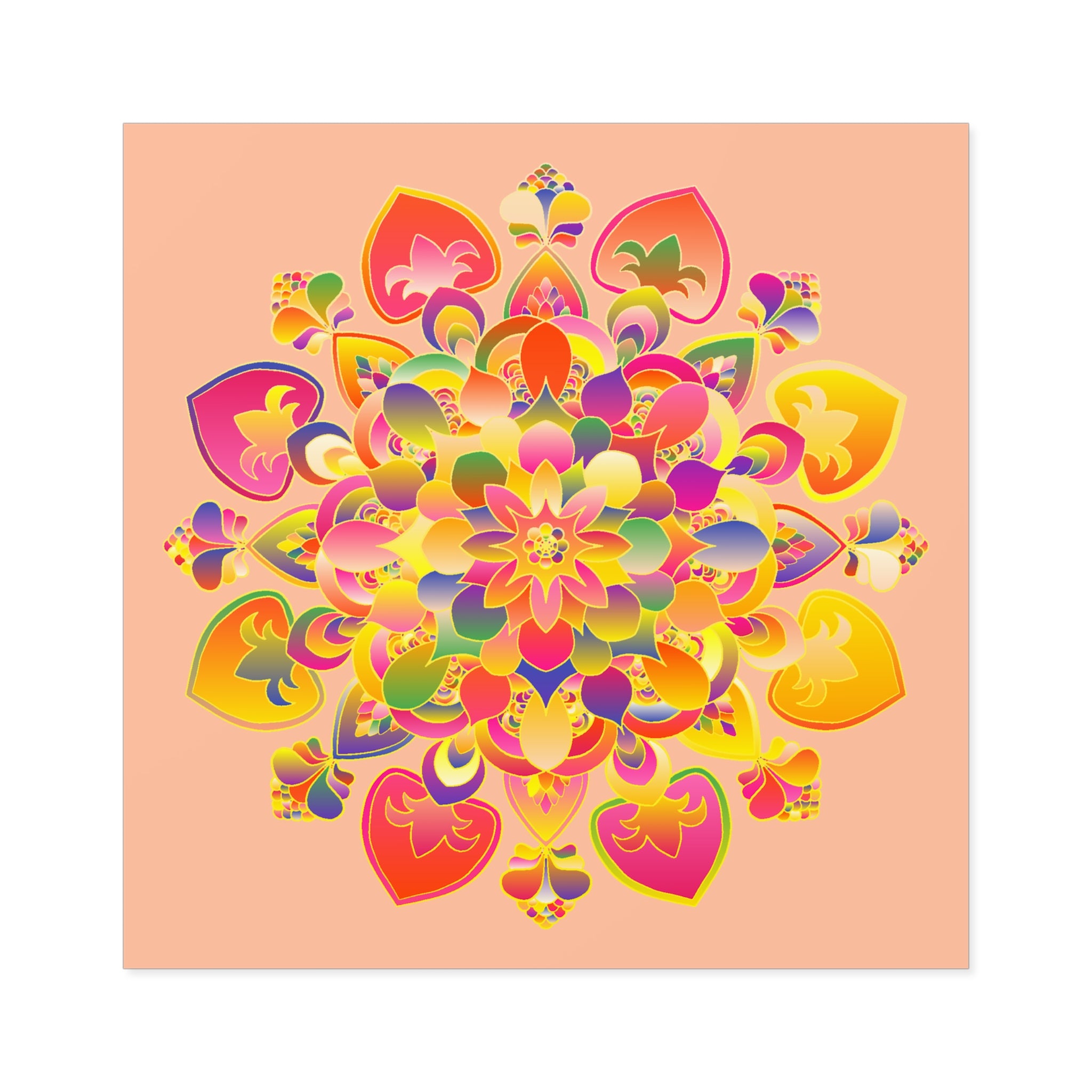 Hand-Drawn Mandala Laminate Stickers – Gold, Red, and Green on Peach