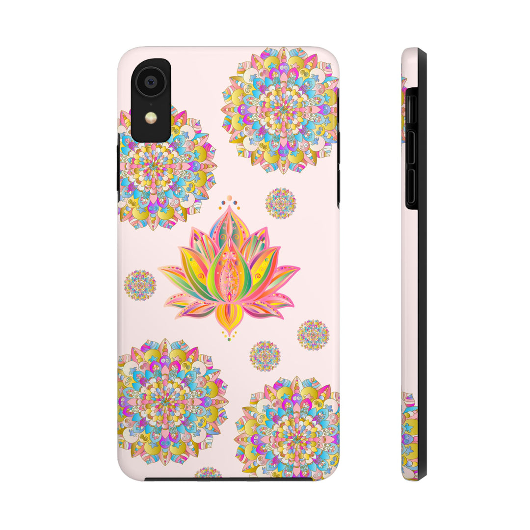 Beautiful light pink lotus flower mandala design phone case for protection