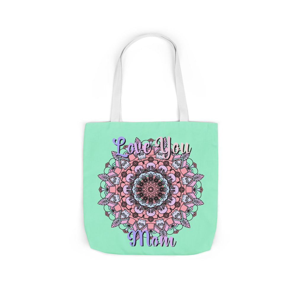 Mandala 'Love You Mom' Canvas Tote — Floral Mother's Day Gift Bag