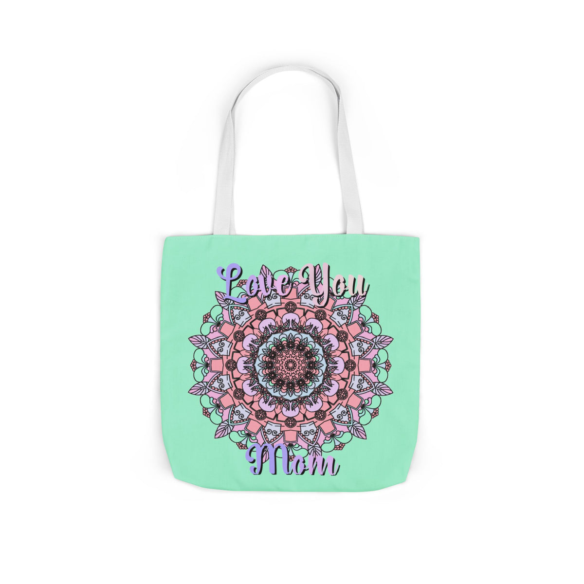 Mandala 'Love You Mom' Canvas Tote — Floral Mother's Day Gift Bag