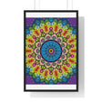 Beautiful vertical framed mandala art poster, hand-drawn with intricate details, perfect for mindfulness and yoga practice
