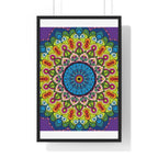 Beautiful vertical framed mandala art poster, hand-drawn with intricate details, perfect for mindfulness and yoga practice
