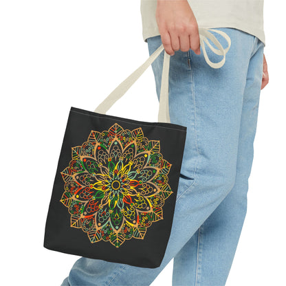 Colorful Mandala Art Hand-Drawn Tote Bag with All-Over Print Design