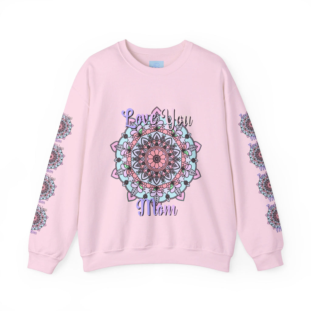 Cozy unisex crewneck sweatshirt with 'Love You Mom' design, ideal birthday gift for mothers