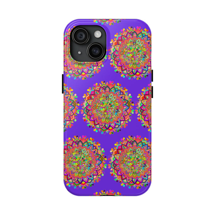 Hand drawn intricate purple mandala art phone case designed for iPhone X and XS, a unique and stylish accessory