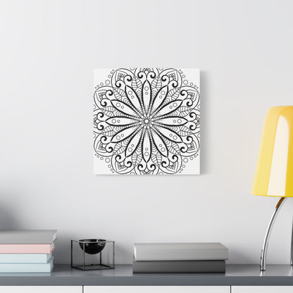 Handmade Mandala Art - Black & White Wall Art - Matte Canvas, Stretched, 125 alt text 18