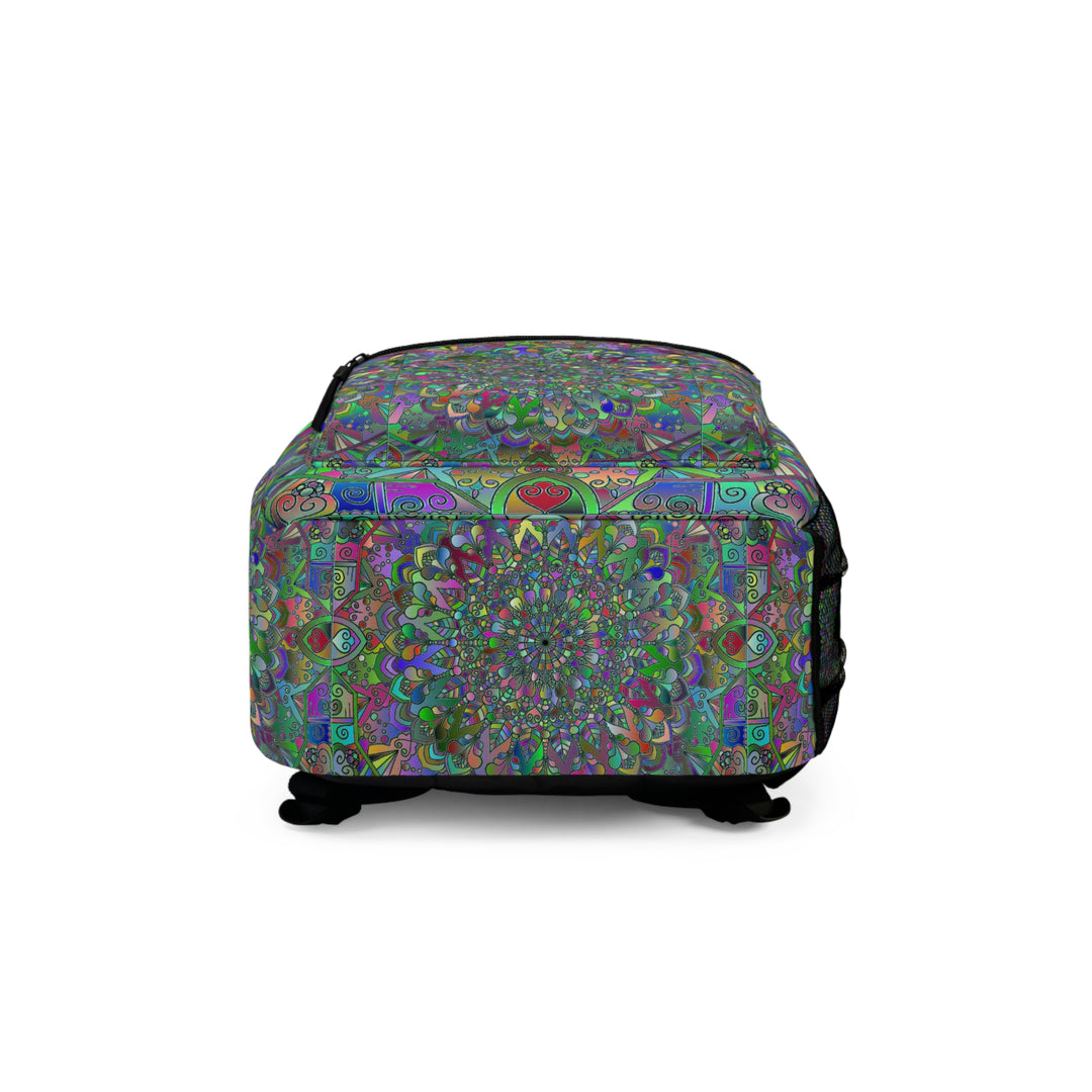 Mandala Pattern Backpack in Bold Hues for School and Travel