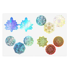 Holographic Mandala Lotus Sticker Sheet — 5-Pack Decorative Window & Journal Decals