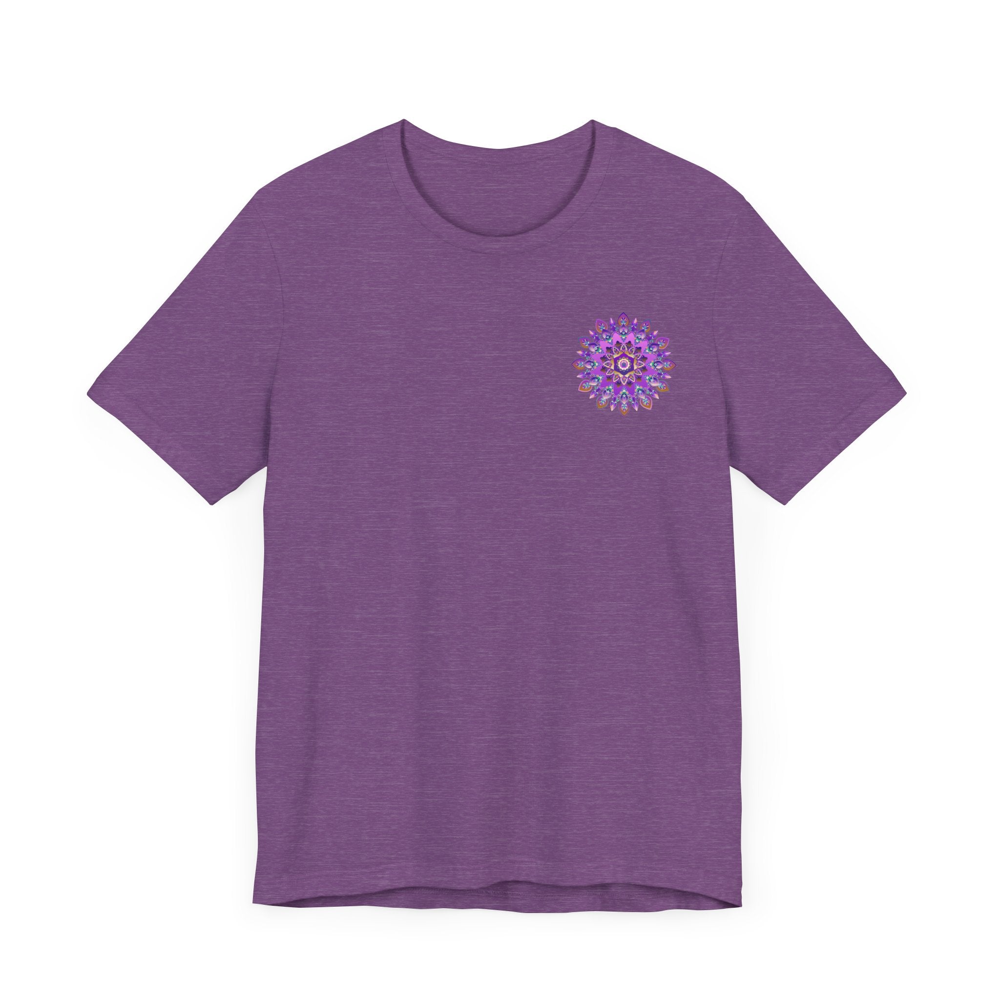 Beautiful purple mandala design t-shirt promoting spiritual peace and harmony