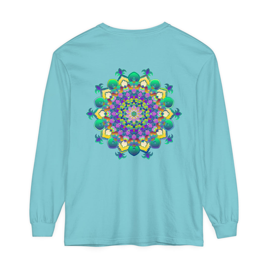 Colorful and detailed mandala design on a long sleeve t-shirt