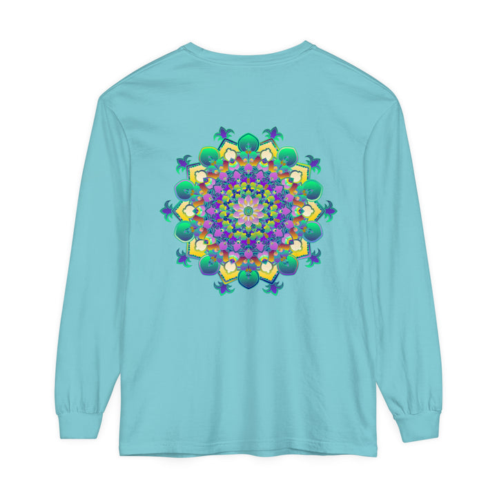 Colorful and detailed mandala design on a long sleeve t-shirt