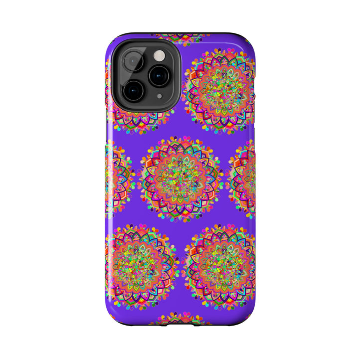 Hand-drawn purple mandala art phone case for iPhone X and XS