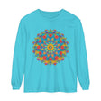 Unisex bohemian style long sleeve shirt with colorful mandala print