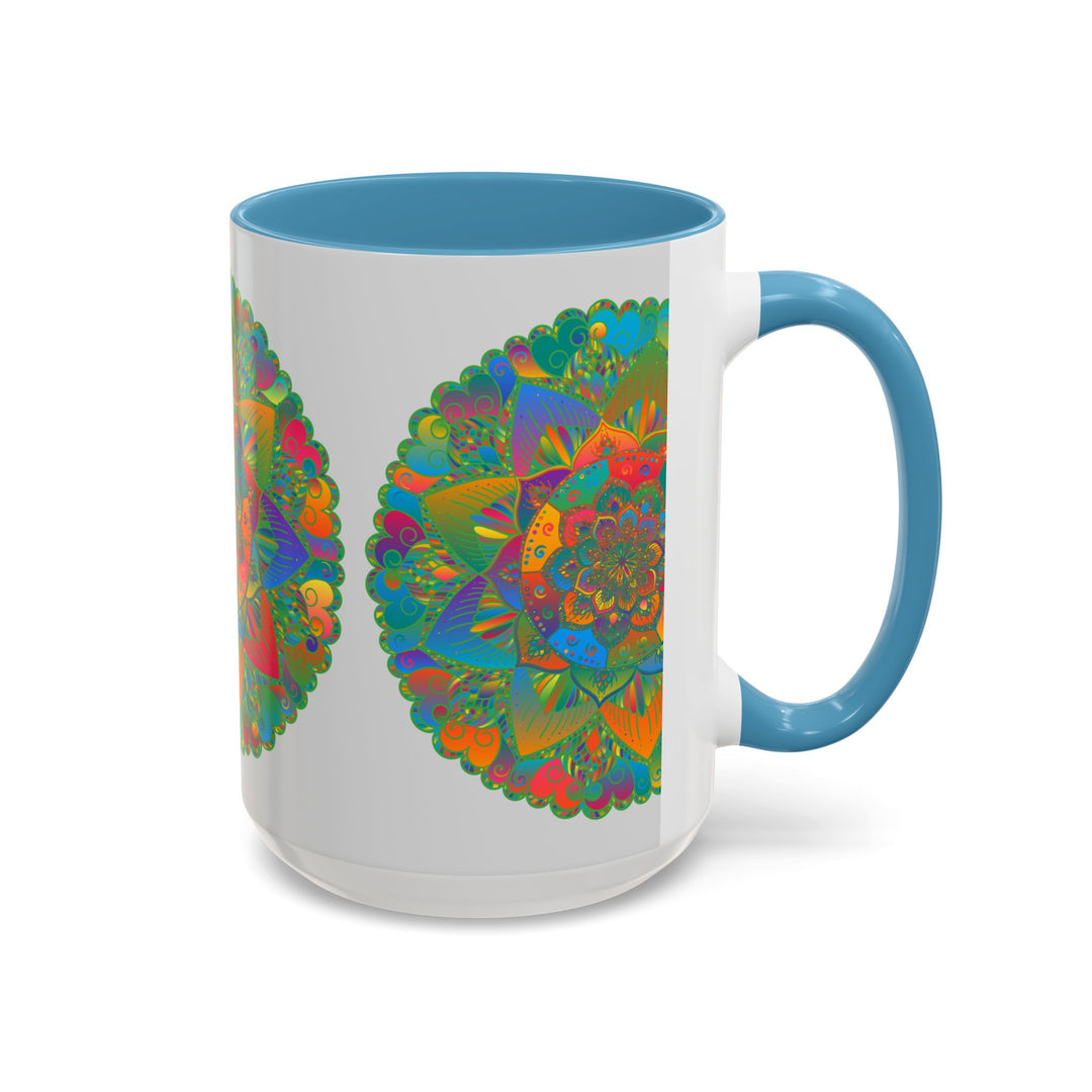 Vibrant mandala art mug with a beautiful and colorful floral design