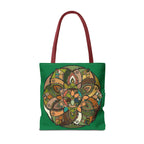 Boho Mandala Tote Bag — Green Floral Pattern AOP Shopper