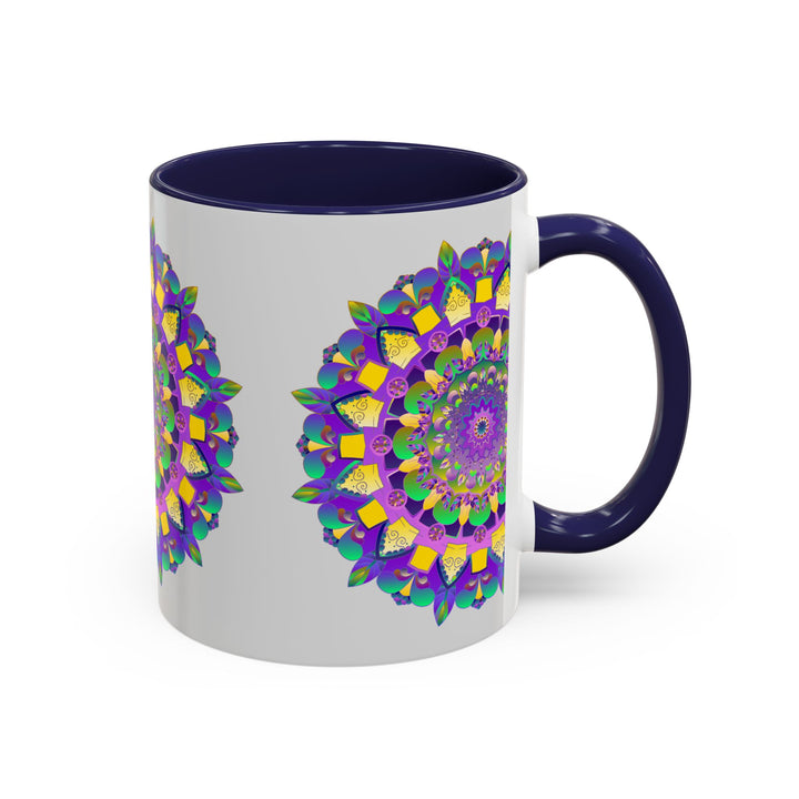 Elegant Mug with Hand-drawn Purple and Yellow Mandala Pattern