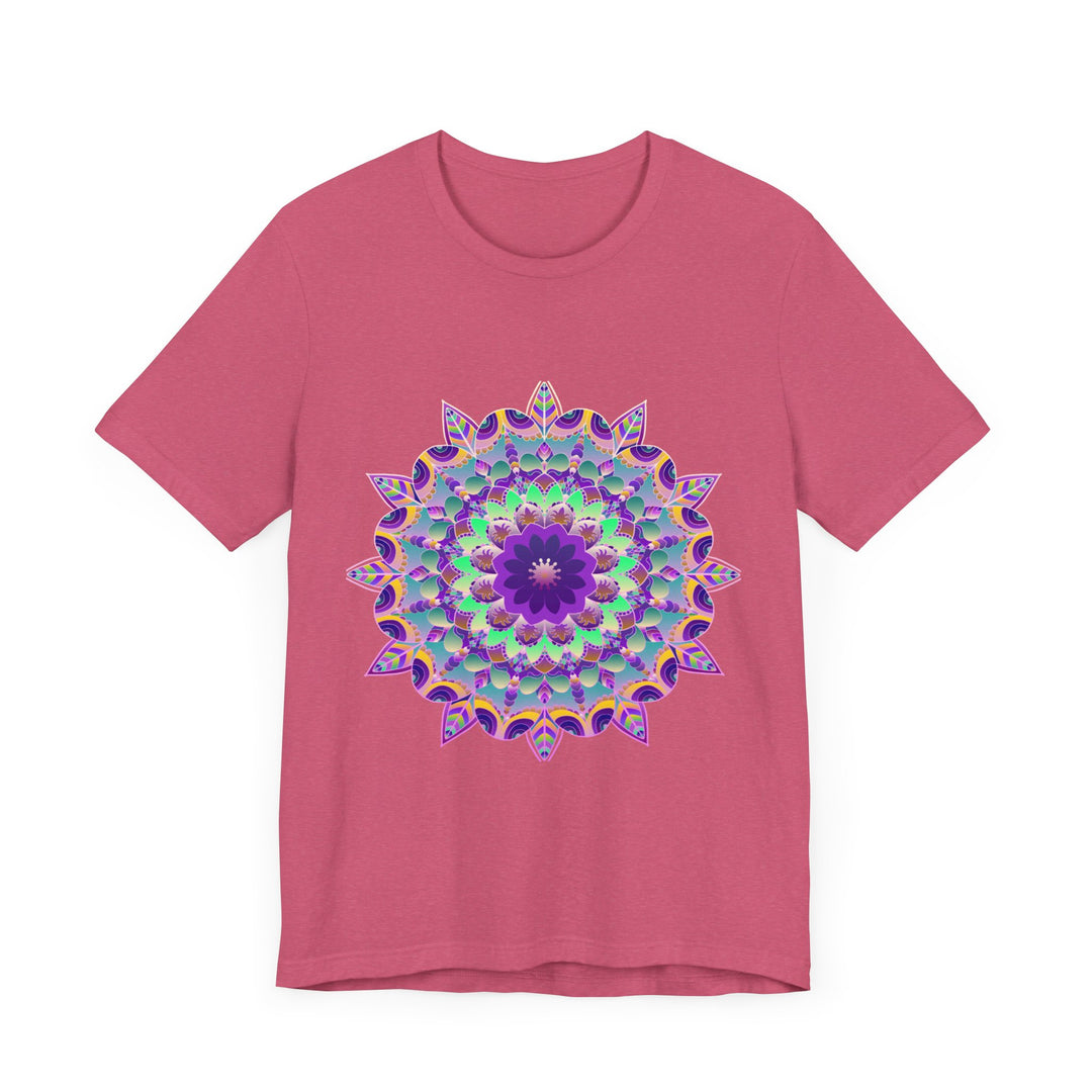 Vibrant and eye-catching purple mandala design t-shirt with a psychedelic twist