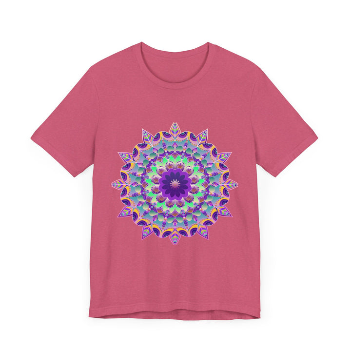 Vibrant and eye-catching purple mandala design t-shirt with a psychedelic twist