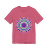 Vibrant and eye-catching purple mandala design t-shirt with a psychedelic twist