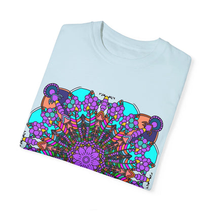 Unisex Mandala T-Shirt featuring Hand-Drawn Mandala Art on 100% Ring-Spun Cotton, Garment-Dyed for Extra Comfort