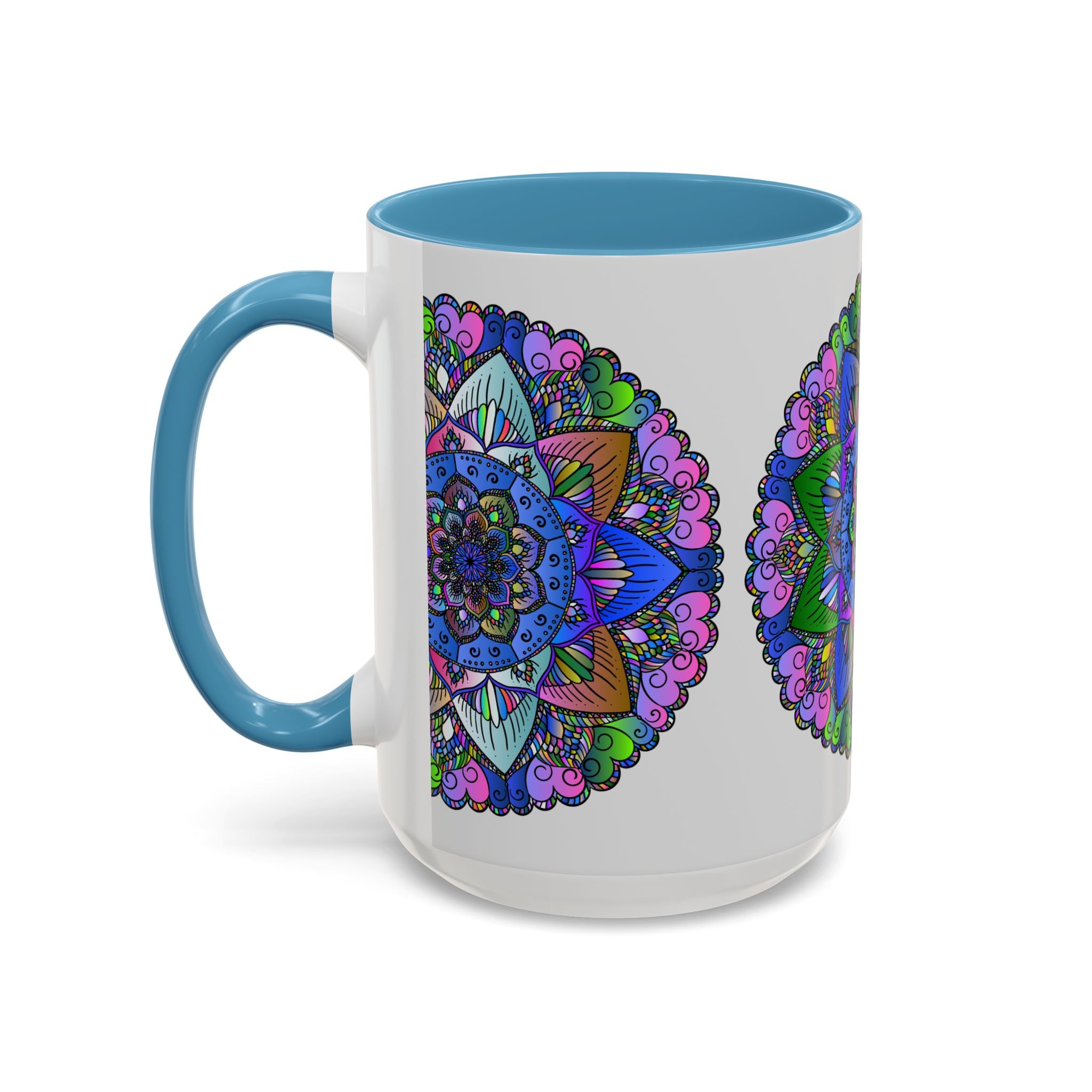 Beautiful ceramic mug featuring a colorful mandala design for a peaceful and artistic touch