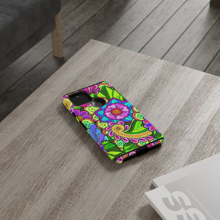 Floral Fantasy iPhone and Google Pixel Case in Bright Green Palette