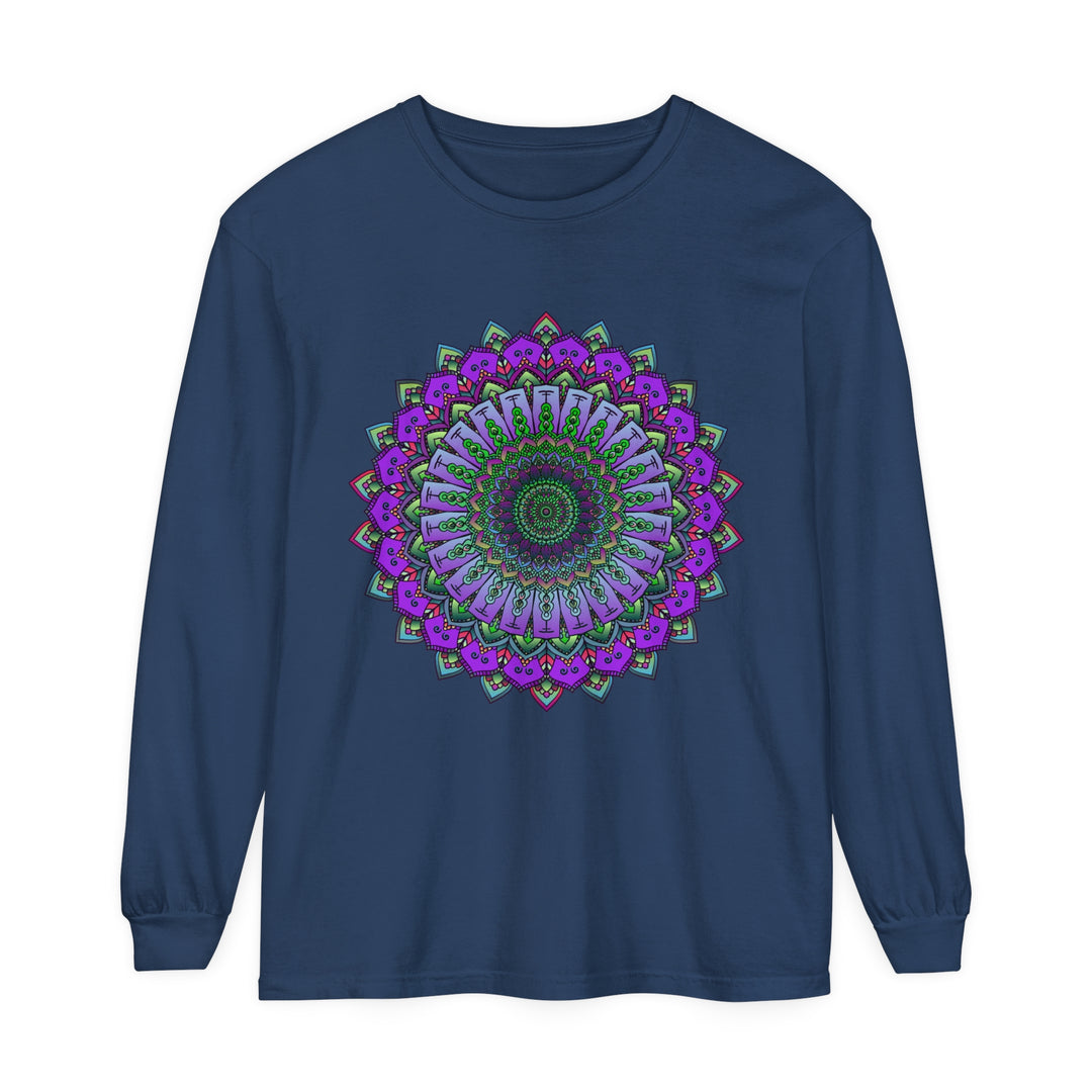 Intricately designed Mandala Unisex Long Sleeve T-Shirt in vibrant colors