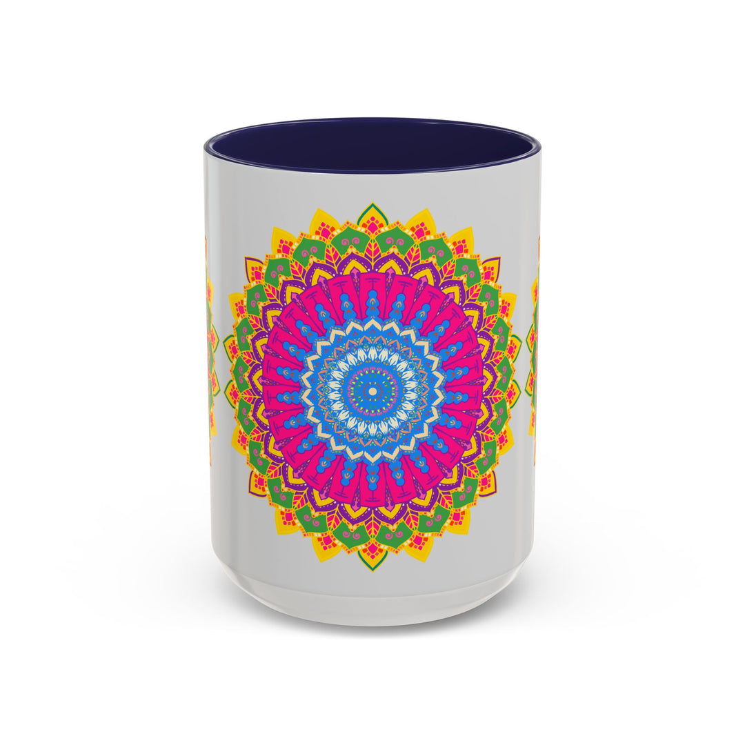  Eye-catching coffee cup with intricate mandala art in a rainbow of colors