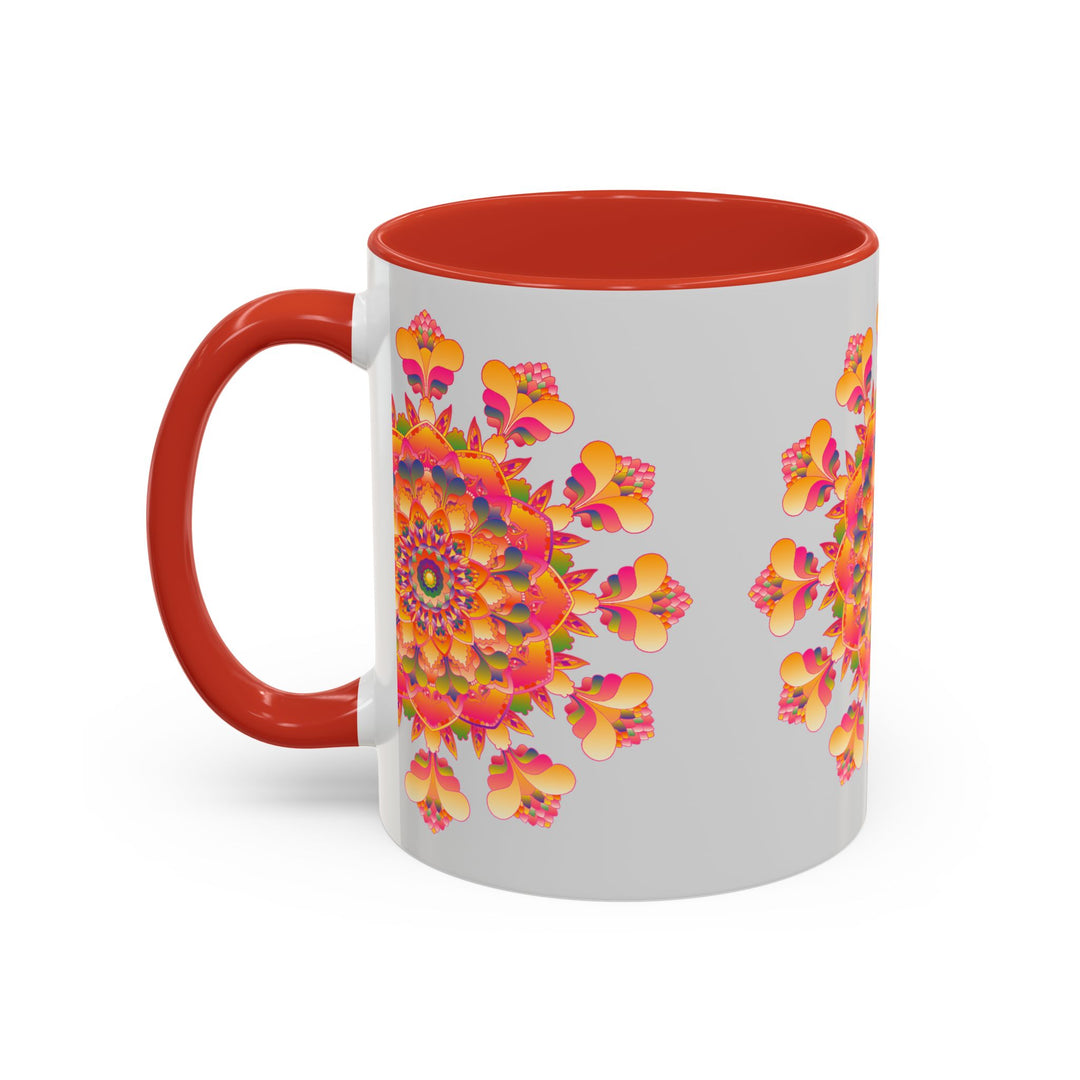 Beautiful and vibrant mandala art mug with colorful floral design