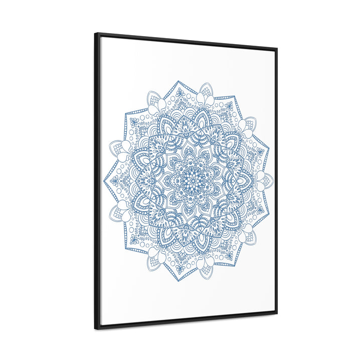 Beautiful steel blue mandala design wall art on gallery canvas wraps, handmade and vertical frame, perfect for adding a touch of elegance to any space