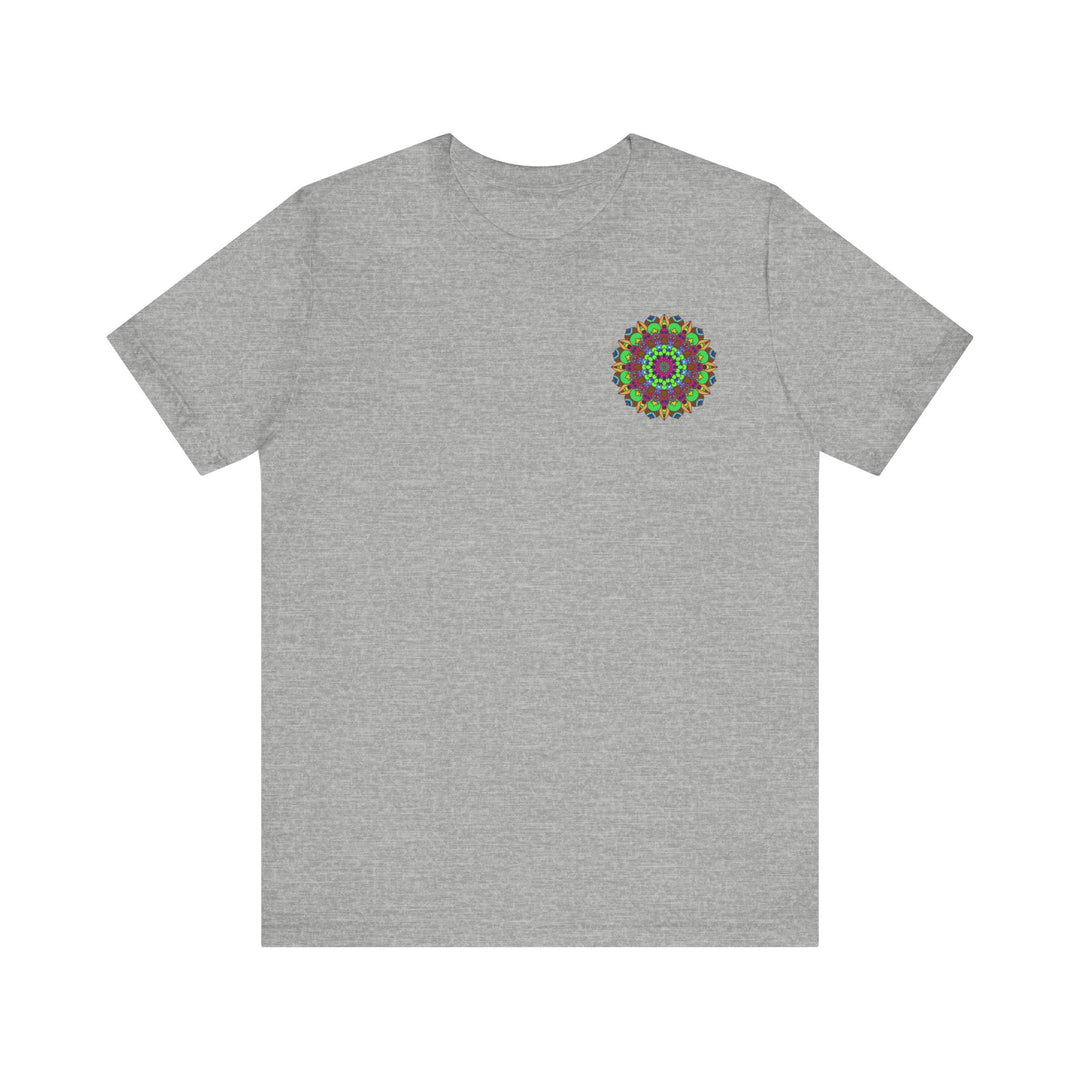 Colorful and intricate design of a mandala t-shirt promoting peace and harmony