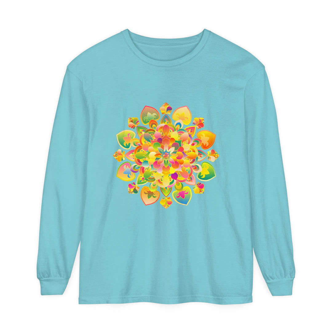 Hippie-inspired long sleeve shirt with intricate mandala design