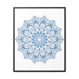 A beautiful steel blue mandala handmade art design on gallery canvas wraps, vertical frame