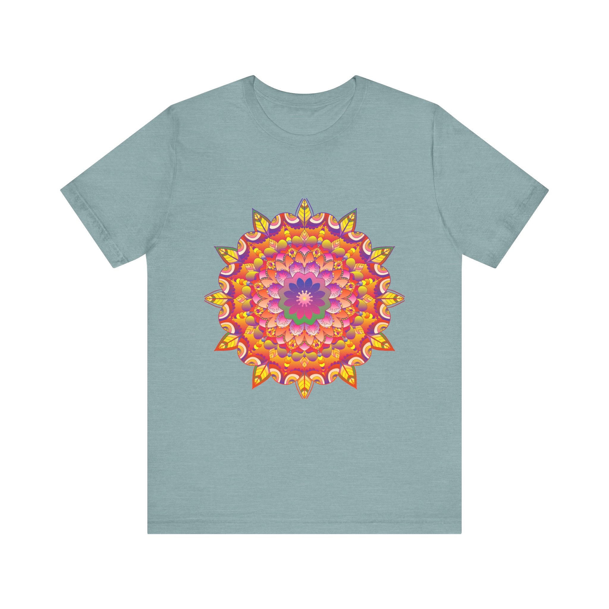 Vibrant Mandala Tee featuring intricate psychedelic artwork in bold, eye-catching colors