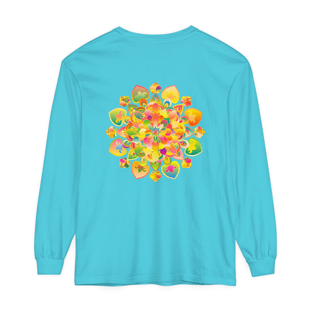 Trippy and vibrant mandala print on a long sleeve shirt