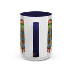 Colorful mandala art mug featuring spiritual designs and vibrant colors for a unique and enchanting drinking experience