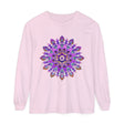 Beautiful purple and gold mandala design long sleeve t-shirt for women