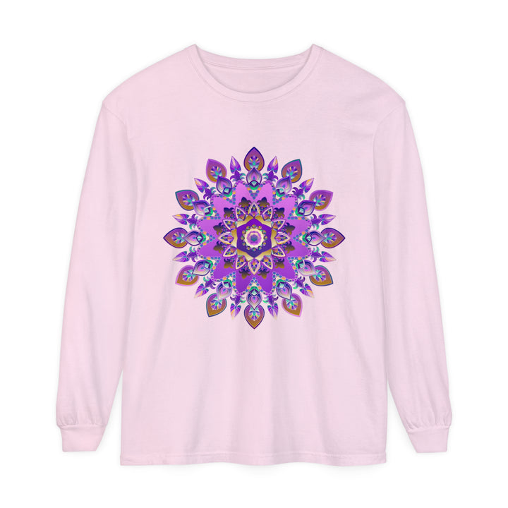 Beautiful purple and gold mandala design long sleeve t-shirt for women