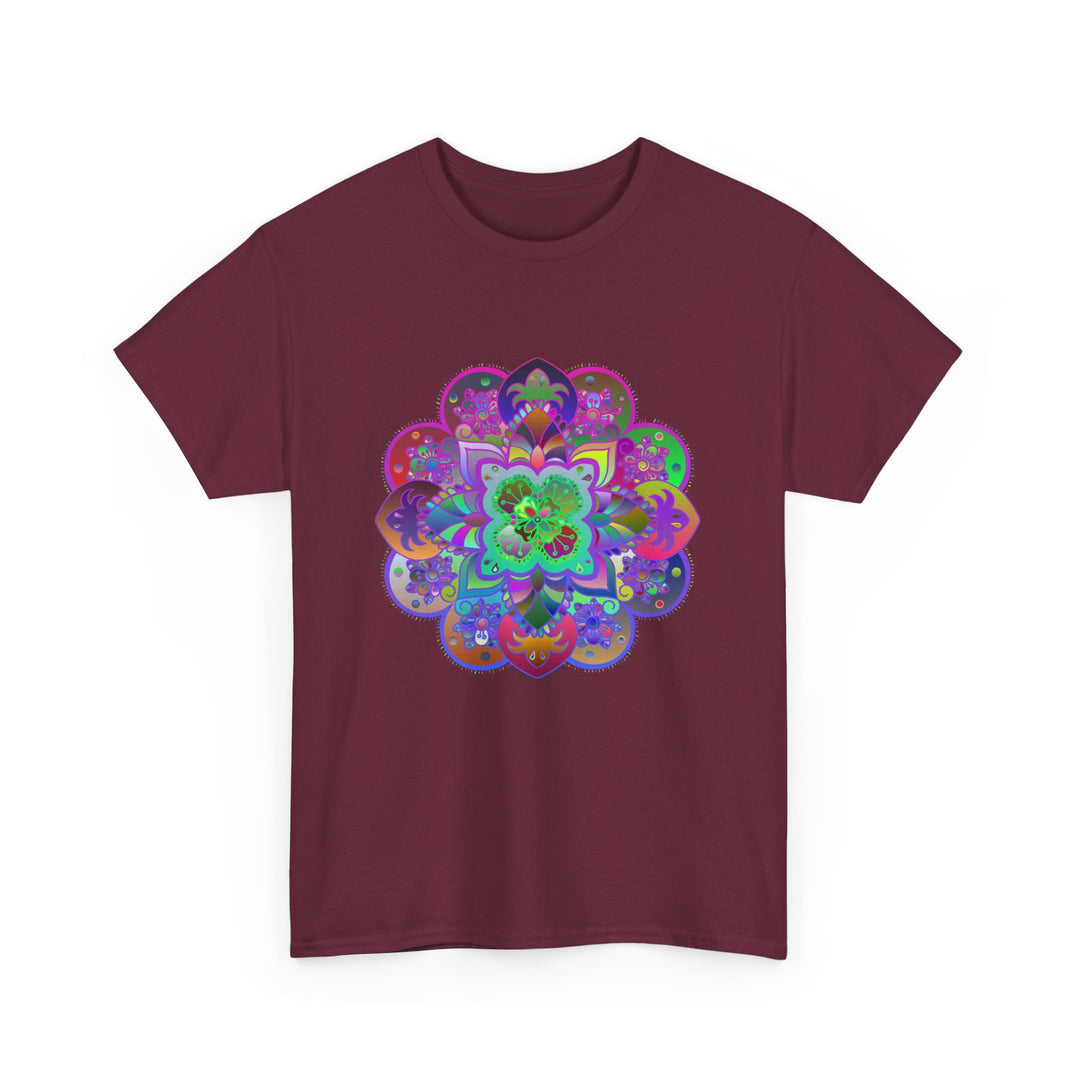 Colorful mandala art design printed on a soft, comfortable unisex heavy cotton tee perfect for yoga and mindfulness practices