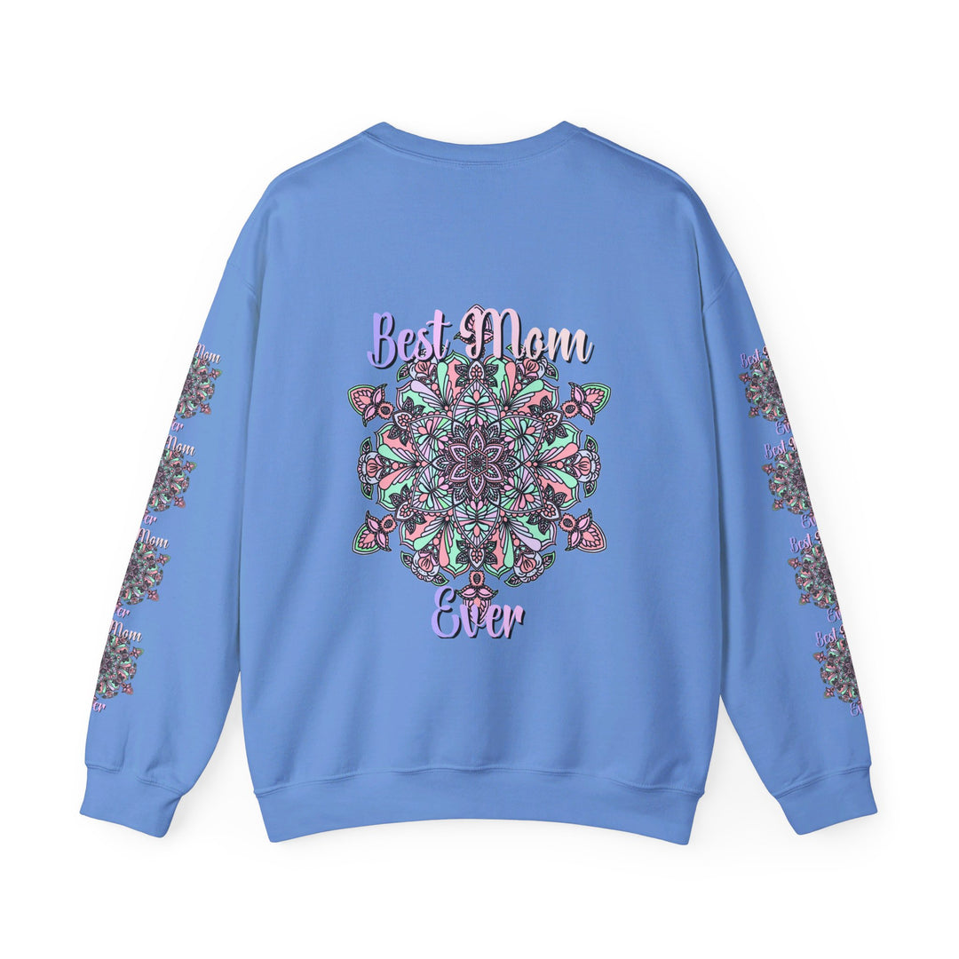 Cozy and stylish grey crewneck sweatshirt with 'Best Mom Ever' design