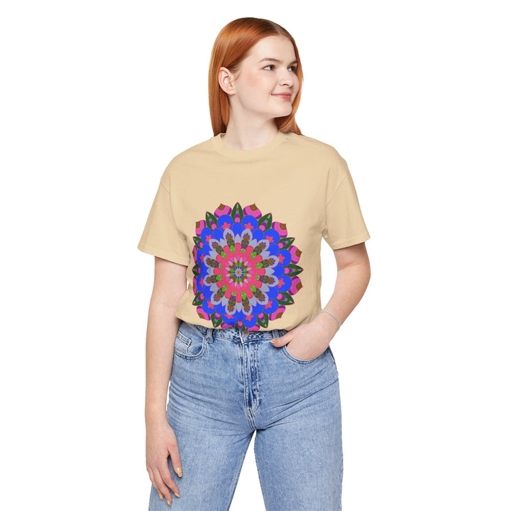 Vibrant and intricate geometric mandala design on a stylish t-shirt