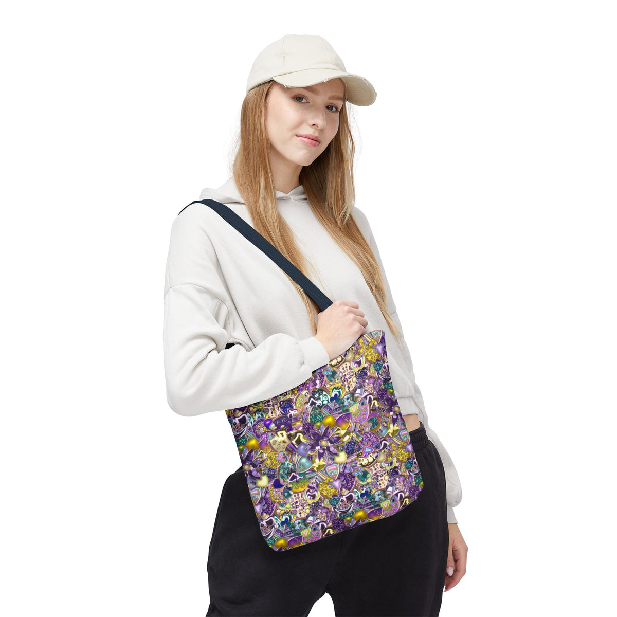Colorful Purple Floral Pattern Tote Bag