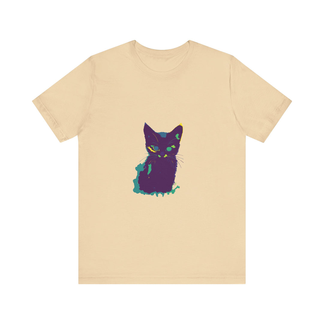 A vibrant and playful Whimsical Cat Silhouette Tee featuring a colorful design