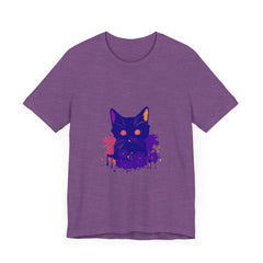 Black Cat Mystery - Abstract Art T-Shirt featuring a striking black cat design on a high-quality black t-shirt