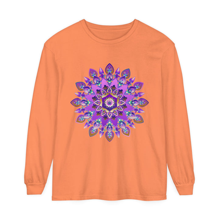 Stunning purple and gold mandala design long sleeve t-shirt for women