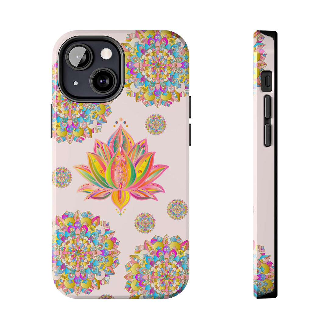 Beautiful light pink lotus flower mandala design phone case for protection and style