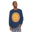 Colorful long sleeve unisex t-shirt with intricate mandala design