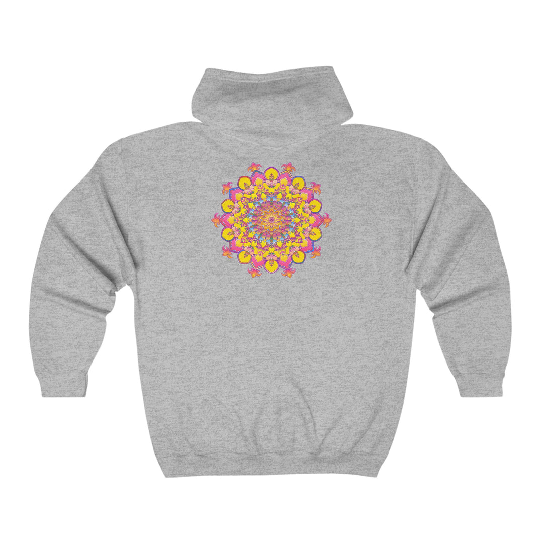 Hoodie with a colorful and mesmerizing mandala design in psychedelic art