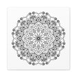 Handmade black and white mandala art on matte canvas, stretched, 125 inches