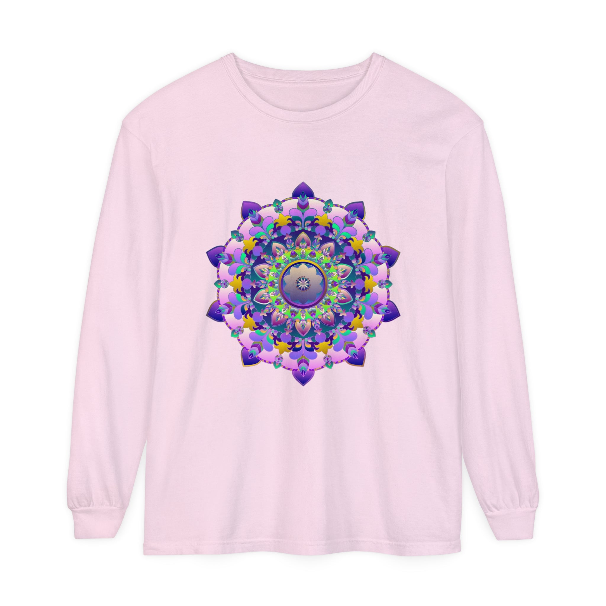 Colorful and intricate mandala design long sleeve t-shirt for all genders